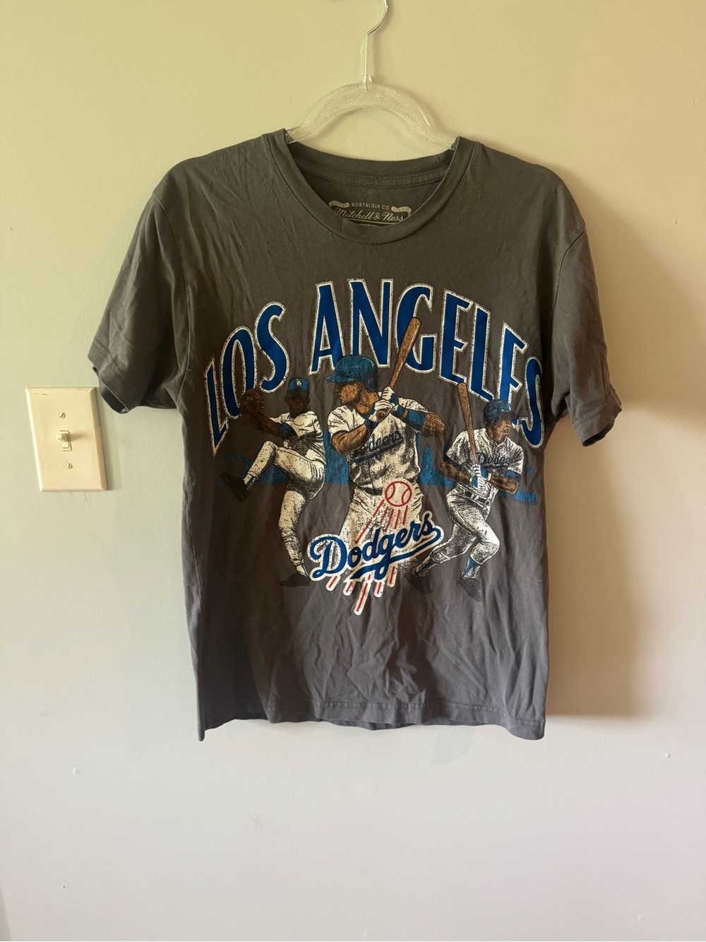 Mitchell & Ness Los Angeles Dodgers Gray Graphic Tee with Blue Accents